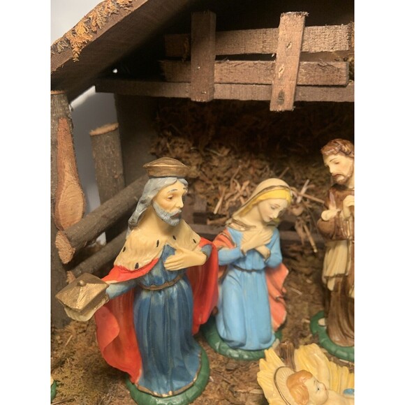 RARE Italy Vintage Nativity SET Hand Painted  Italian Lot of 7 + STABLE - Picture 10 of 16